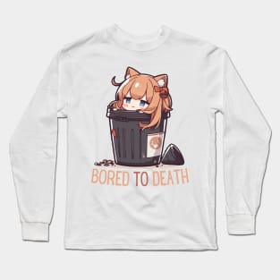 Chibi Cat Bored Anime Long Sleeve T-Shirt